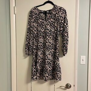 Ann Taylor long sleeve cheetah print dress with tie, 4